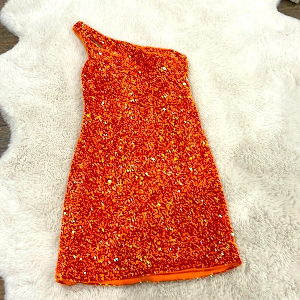 Orange Sequin HOCO Dress